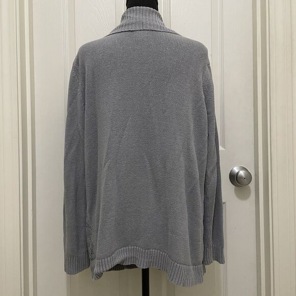 Eddie Bauer Open Front Knit Cardigan Sweater Linen Cotton Blend Gray X-Large XL - Picture 3 of 10